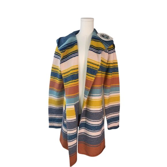 NWT Toad & Co Merino Wool Heartfelt Hoodie Womens Medium Gooseberry Stripe - Picture 3 of 10